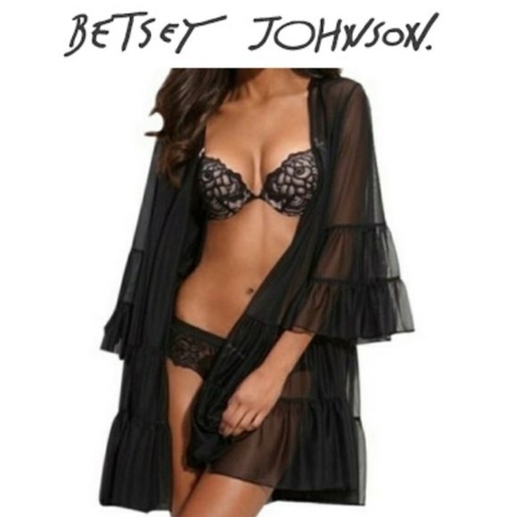 Betsey Johnson Tricot Sheer Robe - Picture 1 of 7